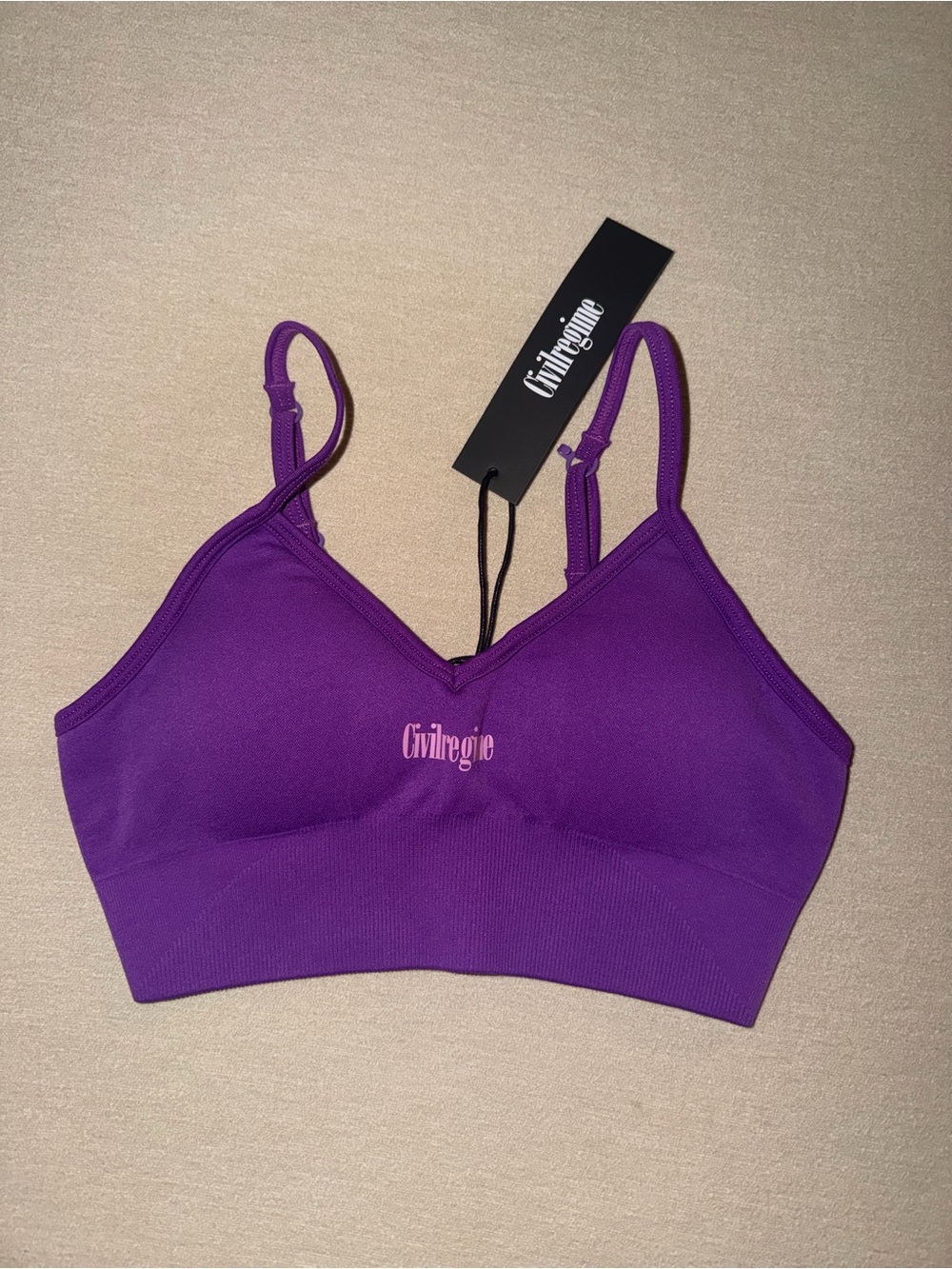 Purple civil regime sports bra sz S